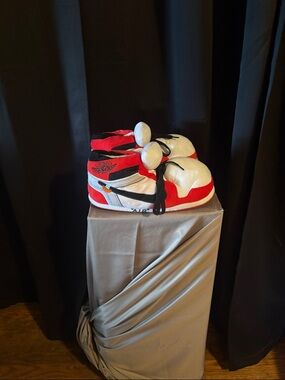 Woman’s Red and White High-Top Slipper Boots